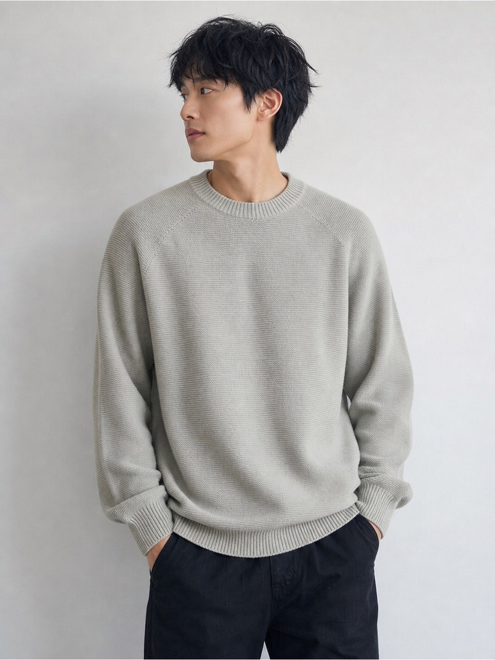 Uniqlo 3D Knit Seamless Crewneck Sweater XL Beige Cotton Blend Oversized Pullove